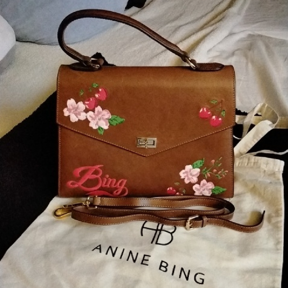 Anine Bing Brown Floral Shoulder Bag